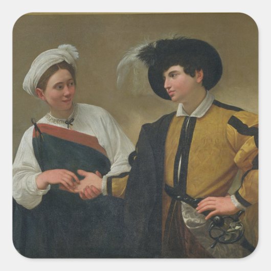 The Fortune Teller (La Buona Ventura), c.1594 Vierkante Sticker (Voorkant)