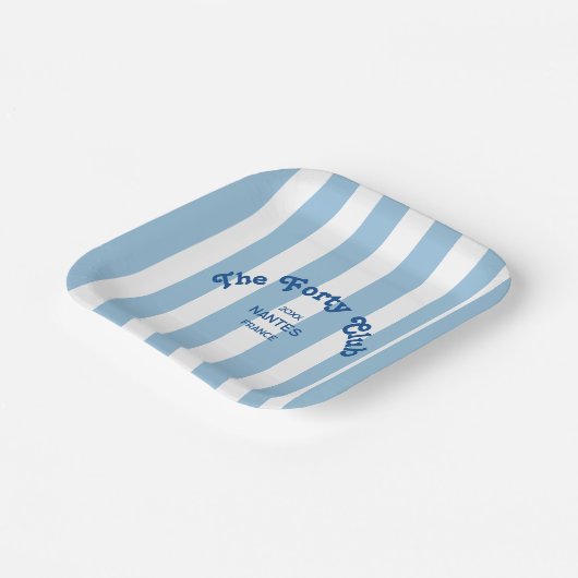 The Forty Club Blue Cabana Stripe 40th Birthday  Papieren Bordje (Gebogen)