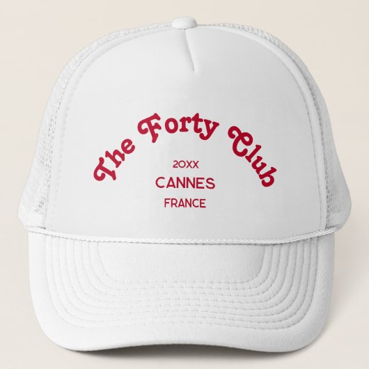 The Forty Club Retro Red Custom Crest White  Trucker Pet (Voorkant)