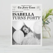 The Forty Times Newspaper 40th Birthday Party Kaart (Staand voorkant)