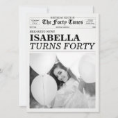 The Forty Times Newspaper 40th Birthday Party Kaart (Voorkant)