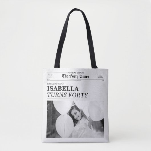 The Forty Times Newspaper 40th Birthday Party Tote Bag (Voorkant)