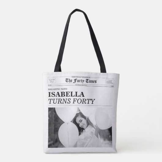 The Forty Times Newspaper 40th Birthday Party Tote Bag (Achterkant)