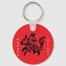 The Fox and The Trout | Native Wildlife Art Red Sleutelhanger