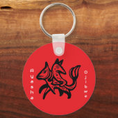 The Fox and The Trout | Native Wildlife Art Red Sleutelhanger (Voorkant)