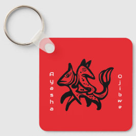 The Fox and The Trout | Native Wildlife Art Red Sleutelhanger