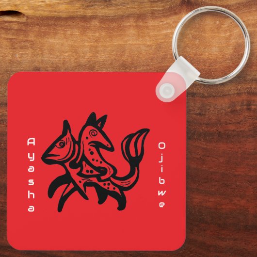 The Fox and The Trout | Native Wildlife Art Red Sleutelhanger (Achterkant)