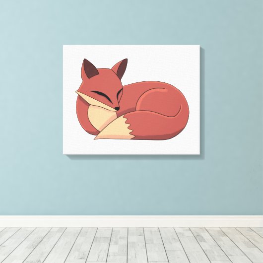 The Fox Canvas Afdruk (Insitu (Houten vloer))