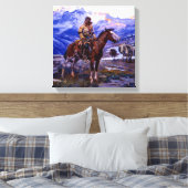 “The Free Trappers” door Charles M Russell Canvas Afdruk (Insitu (Slaapkamer))