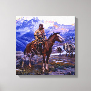 “The Free Trappers” door Charles M Russell Canvas Afdruk