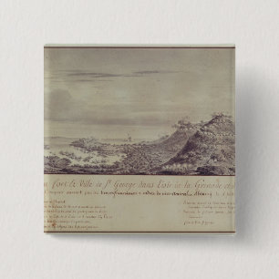 The French Capture Grenada, 1779 Vierkante Button 5,1 Cm