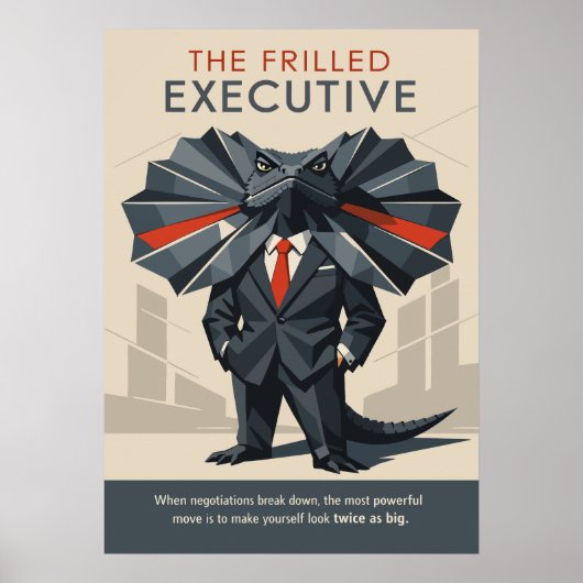 The Frilled Executive Funny Lizard Art Poster (Voorkant)