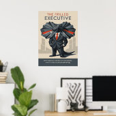 The Frilled Executive Funny Lizard Art Poster (Thuiskantoor)