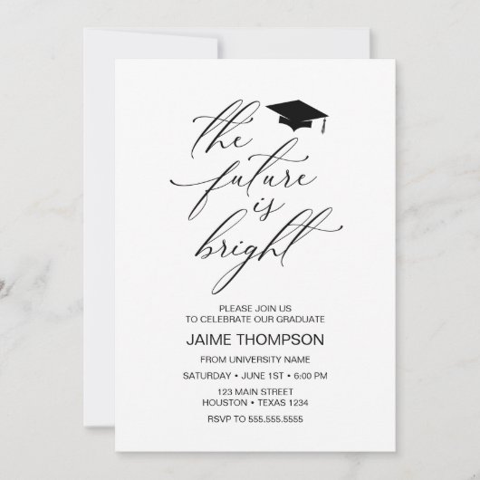 The future is bright Modern Graduation Invitation Kaart (Voorkant)