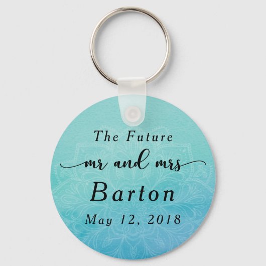 The Future Mr & Mrs. Blauwgroen & Blue Mandala Sleutelhanger (Voorkant)