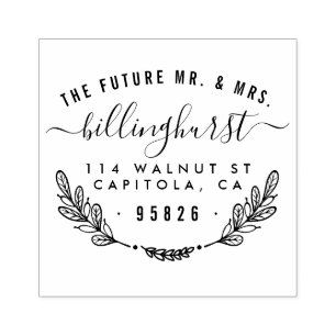 The Future Mr & Mrs Rustic Script Retouradres Rubberstempel