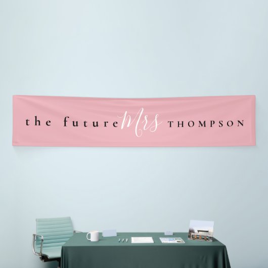 The Future Mrs. name Zwart Wit Script Dusty Pink Spandoek (Beurs)