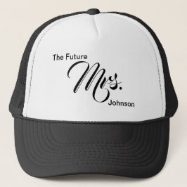 The Future Mrs White en Black Elegant Script Trucker Pet