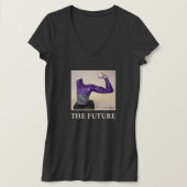 THE FUTURE-Woman's donkergrijze V-hals T-shirt (Design voorkant)