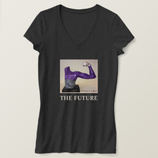 THE FUTURE-Woman's donkergrijze V-hals T-shirt