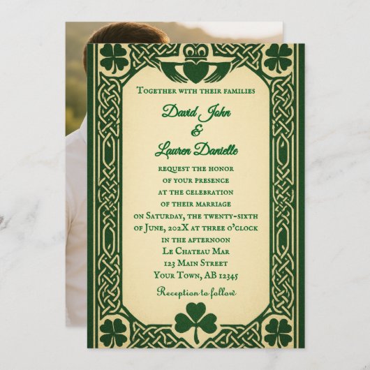 The Gaelic Seal Photo Wedding Invitation Kaart (Voorkant / Achterkant)