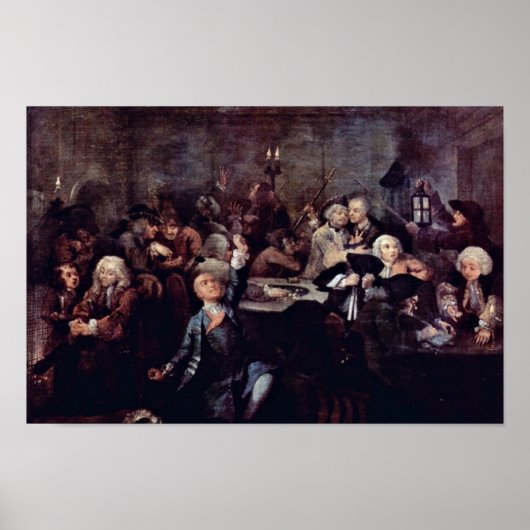 The Gambling Den " door Hogarth William Poster (Voorkant)