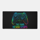 The Game Never Stops — Neon Gamer Controller Bureaumat (Voorkant)