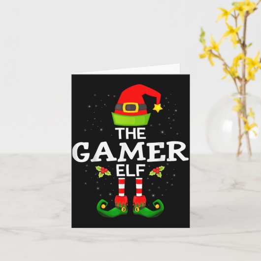 The Gamer Elf Christmas Family Matching Pajama Kaart (Gele Bloem)