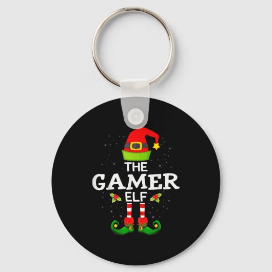 The Gamer Elf Christmas Family Matching Pajama Sleutelhanger (Voorkant)