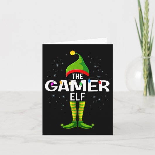 The Gamer Elf Christmas Group Family Pajama  Kaart (Voorkant)