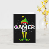 The Gamer Elf Christmas Group Family Pajama  Kaart (Gele Bloem)