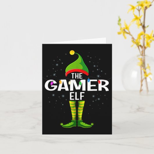 The Gamer Elf Christmas Group Family Pajama Kaart (Gele Bloem)
