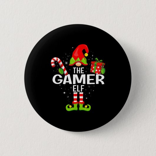 The Gamer Elf Family Christmas Pajama Xmas  Ronde Button 5,7 Cm (Voorkant)