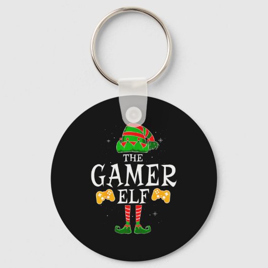 The Gamer Elf Group Matching Family Christmas Holi Sleutelhanger (Voorkant)