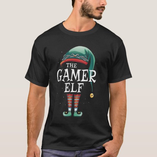 The Gamer Elf Matching Group Xmas Funny Family Chr T-shirt (Voorkant)