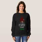 The Gamer gnome Christmas red green plaid pattern Trui (Voorkant volledig)