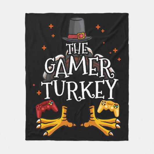 The Gamer Turkey Happy Thanksgiving Video Game Fun Fleece Deken (Voorkant)