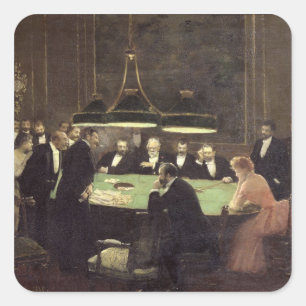 The Gaming Room at the Casino, 1889 Vierkante Sticker