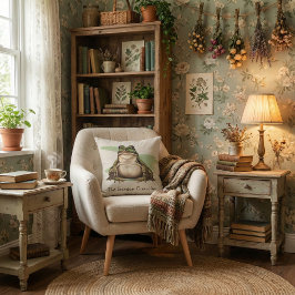 The Garden Guardian Frog | Cottagecore Nature Art Kussen