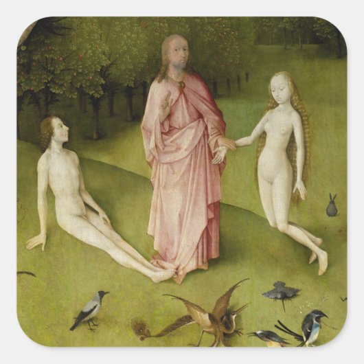 The Garden of Earthly Delights Fifteenth Century Vierkante Sticker (Voorkant)