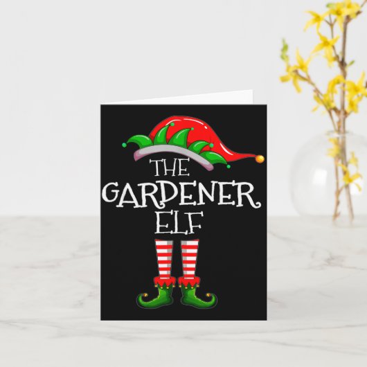 The Gardener Elf Matching Family Group Christmas P Kaart (Gele Bloem)