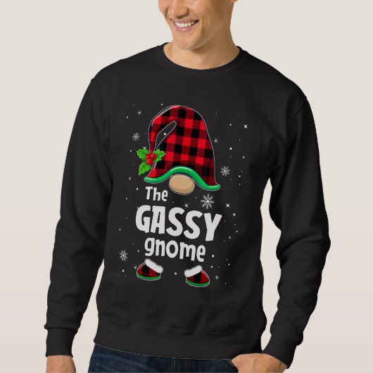 The Gassy Gnome Buffalo Plaid Christmas Matching F Trui (Voorkant)