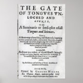 The Gate of Tongues Unlocked", 1631 Poster (Voorkant)