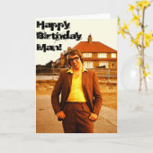 The Geek - Retro 1970 Engels Man Verjaardag Kaart (Gele Bloem)