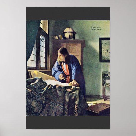 The Geographer, van Johannes Vermeer Poster (Voorkant)