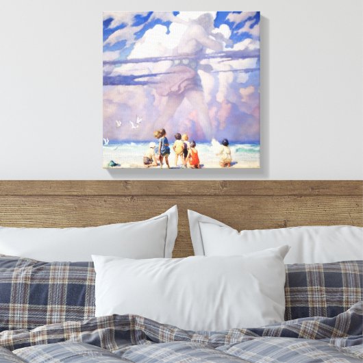 "The Giant" Fairy Art van NC Wyeth Canvas Afdruk (Insitu (Slaapkamer))