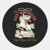 The Gift Wrangler Rope, Wrap, And Give Funny Chris Ronde Sticker (Voorkant)
