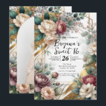 The Gilded Secret Garden Floral Glam Sweet 16 Kaart<br><div class="desc">Customize for any event</div>