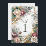 The Gilded Secret Garden Floral Glam Wedding  Kaart<br><div class="desc">Table Numbers. look for matching items in my store.</div>
