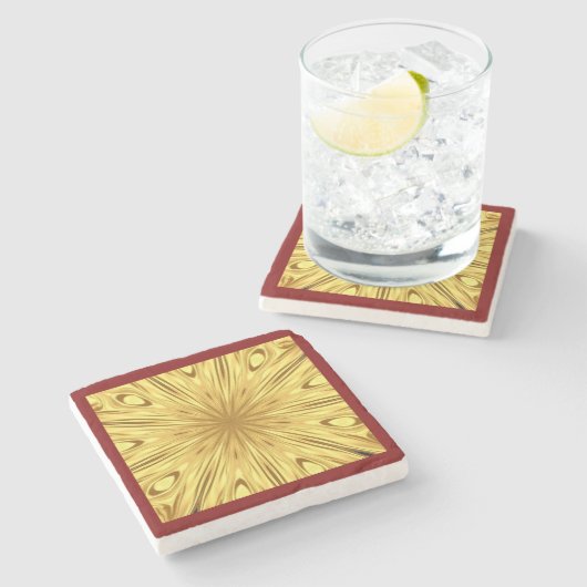 The Gilded Zenith: Molten Gold & Deep Crimson Ent Stenen Onderzetter (Zijkant)
